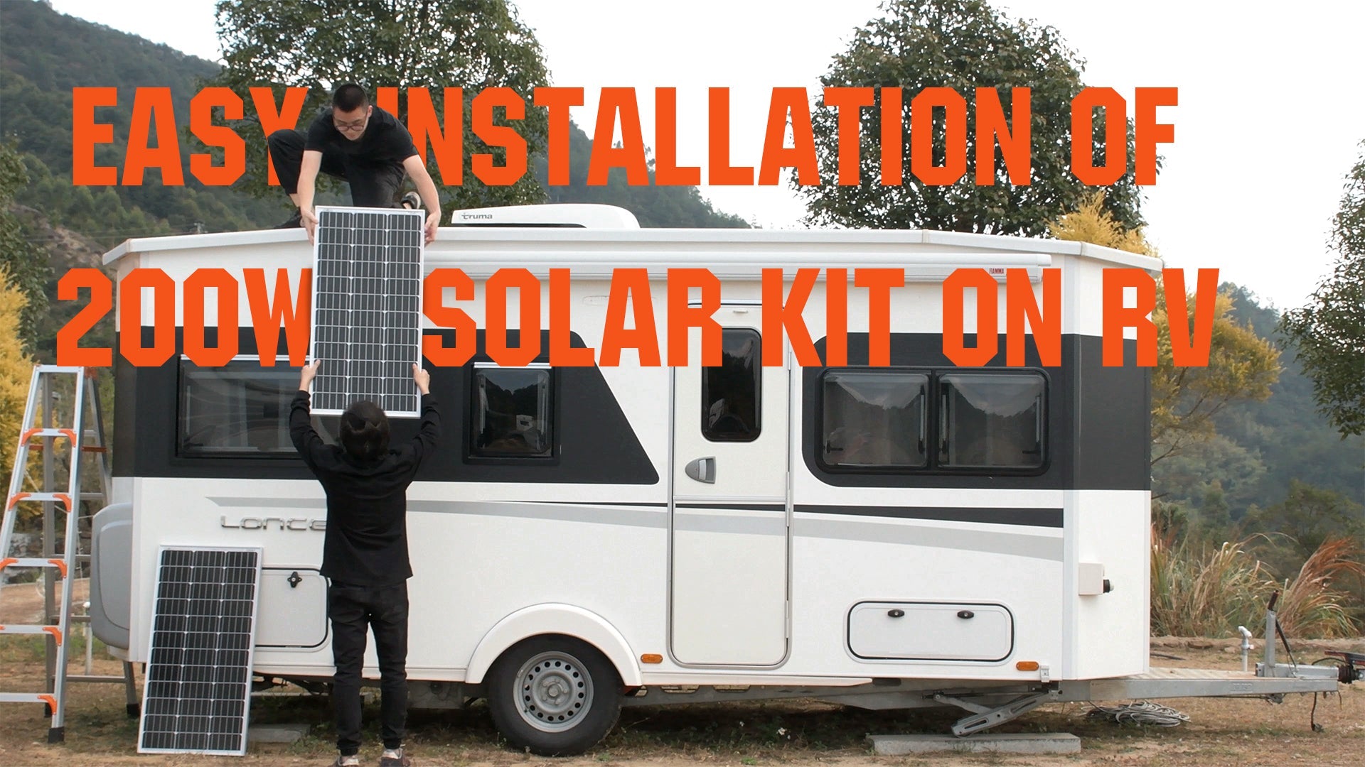 Easy installation of complete 200watt solar panel kits on RV/cabin/hen ...
