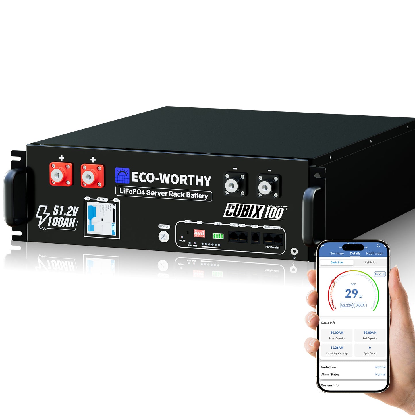 Eco-Worthy 48V 100Ah 5.12 kWh Home Battery | Server Rack| UL9540 | UL1973 | UL9540A