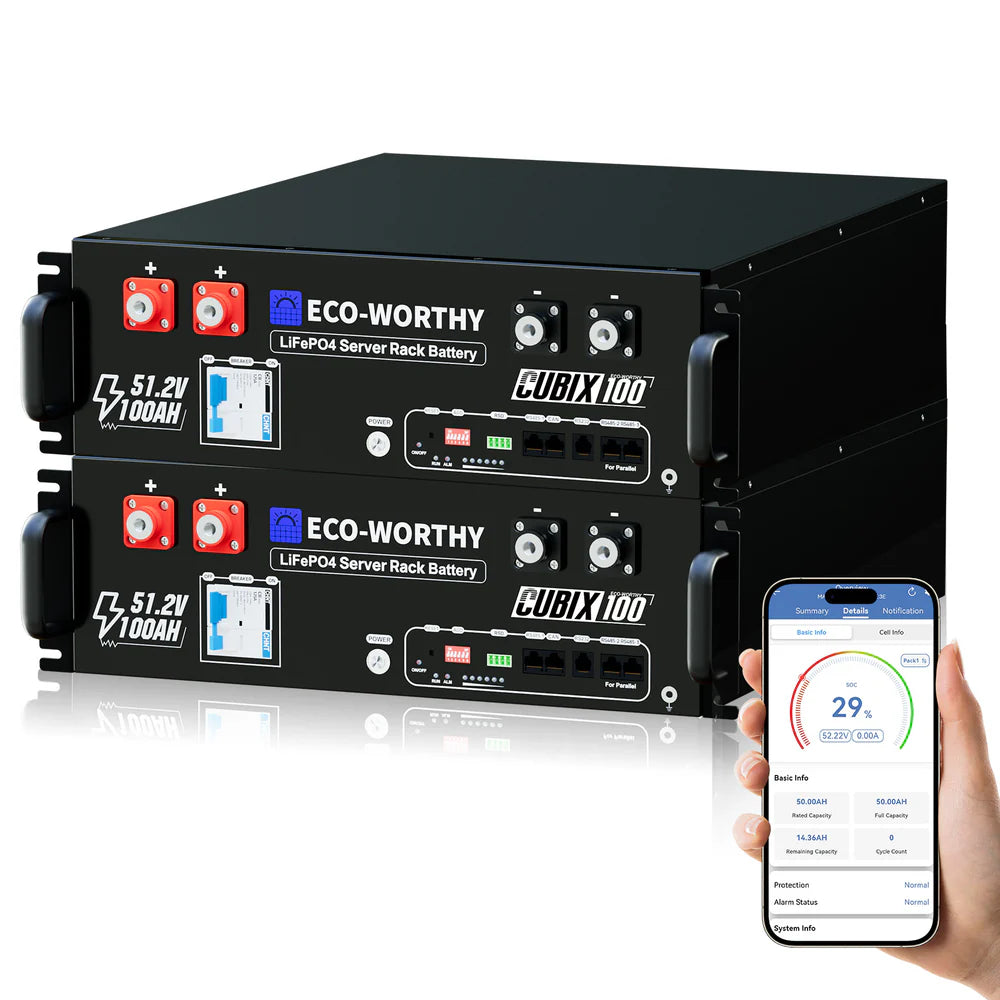 Eco-Worthy 48V 100Ah 5.12 kWh Home Battery | Server Rack| UL9540 | UL1973 | UL9540A