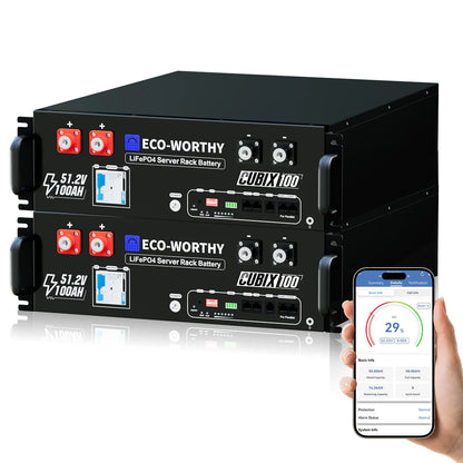 Eco-Worthy 48V 100Ah 5.12 kWh Home Battery | Server Rack| UL9540 | UL1973 | UL9540A