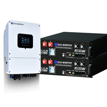 Home Power Bundle | 6000W Off‑Grid Solar Inverter with 48V 100AH Cubix 100 Server Rack LiFePO4 Battery