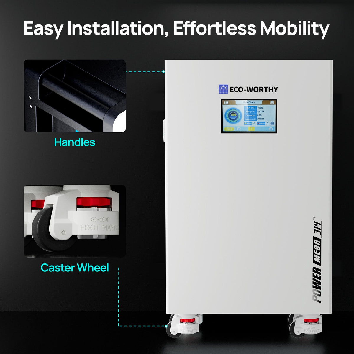 ECO - WORTHY PowerMega 314 Home Backup Power 16.08KWh 51.2V 314Ah Battery+10kW 48V Off Grid Inverter - lithium battery - ECO - WORTHY