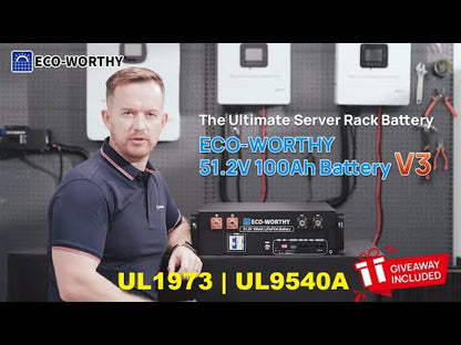 Eco-Worthy 48V 100Ah 5.12 kWh Home Battery | Server Rack| UL9540 | UL1973 | UL9540A